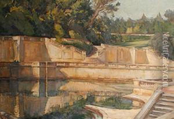 The Roman Gardens At Nimes Oil Painting - William Bruce Ellis Ranken