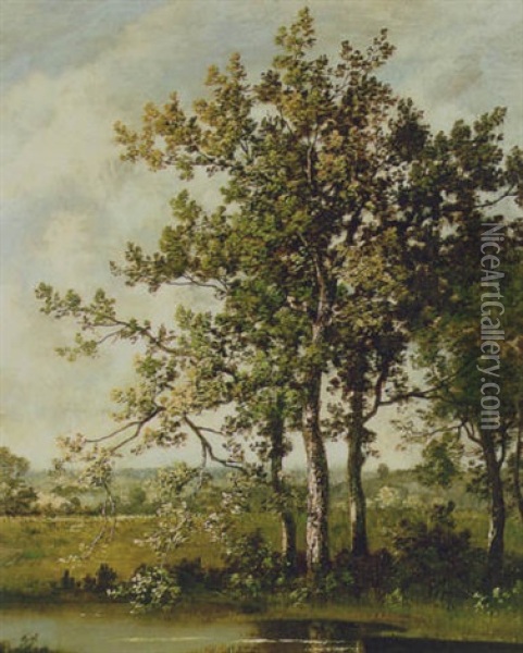 The Meadow Pool Oil Painting - Leon Richet