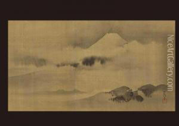 Mt. Fuji Oil Painting - Kano Tsunenobu