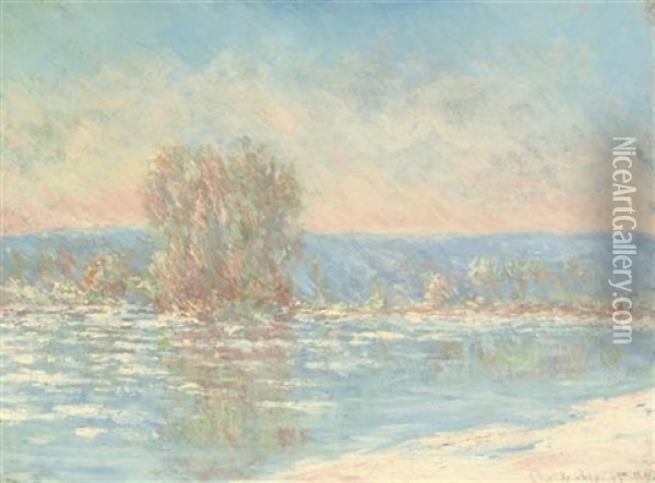 Glacons, Environs De Bennecourt Oil Painting - Claude Monet