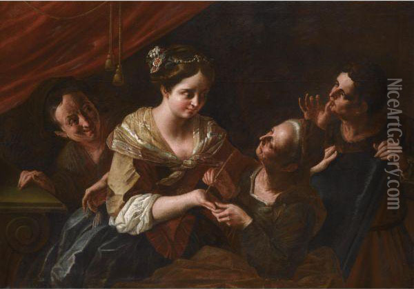 The Fortune Teller Oil Painting - Giovanni Domenico Lombardi