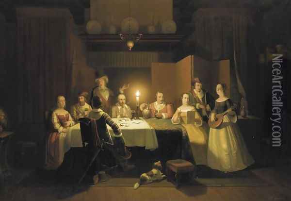 Entertaining the Guests Oil Painting - Pieter Gerardus Sjamaar