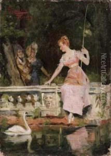Passeggiata Romantica Oil Painting - Pompeo Massini