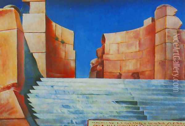 Ruins of the Temple of Baalbek in Heliopolis Oil Painting - Ludomir Slendzinski