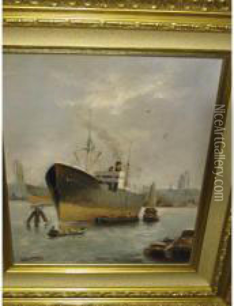 Harbor View Oil Painting - Ludwig Hartmann