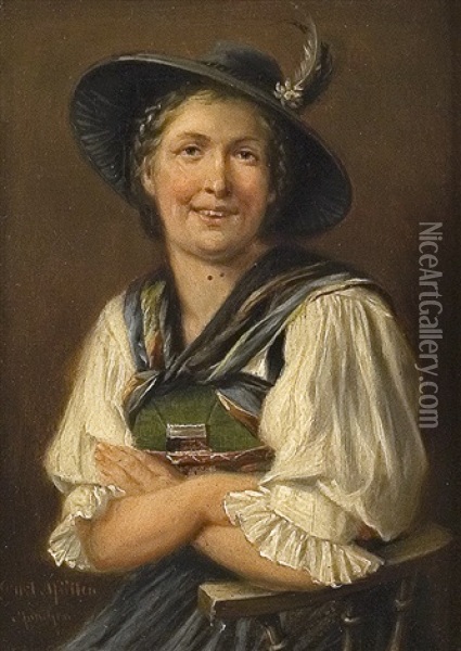 Portrait Of A Countrywoman Oil Painting - Ernst Immanuel Mueller