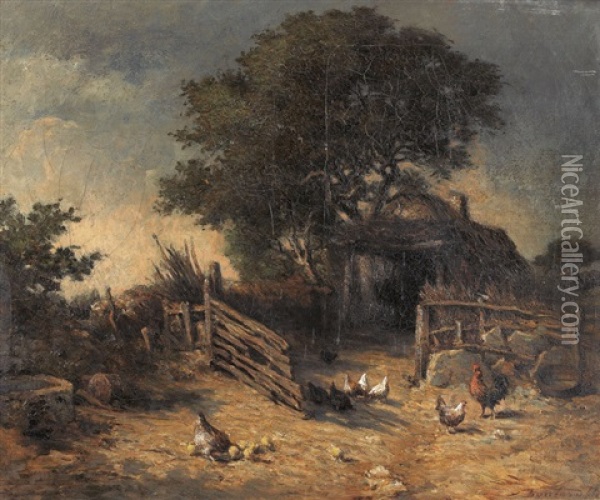 Huhner Vor Einem Gehoft Oil Painting - Auguste Boulard Jr.