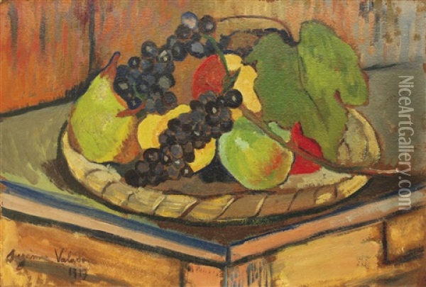 Still Life With Fruit Basket Oil Painting - Suzanne Valadon