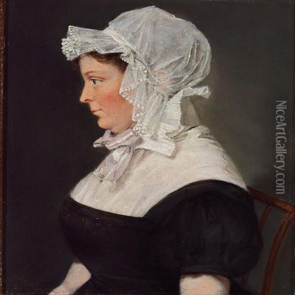 Portrait Of Marie Magdalene Bille, 
Nee Friedlieb Oil Painting - Christian Albrecht Jensen