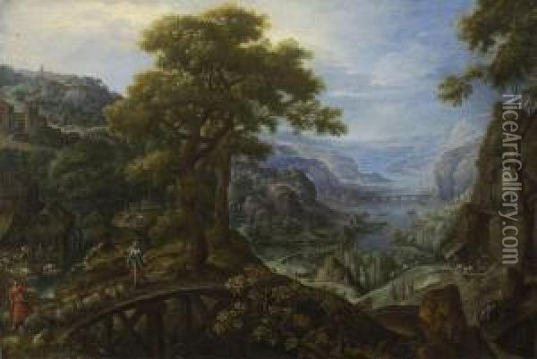 Flusslandschaft Mit Schafherde Und Flucht Nach Agypten Oil Painting - Frans I Francken