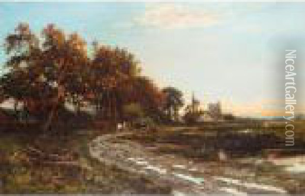 Landscapes At Sunset After Rain Oil Painting - Daniel Sherrin