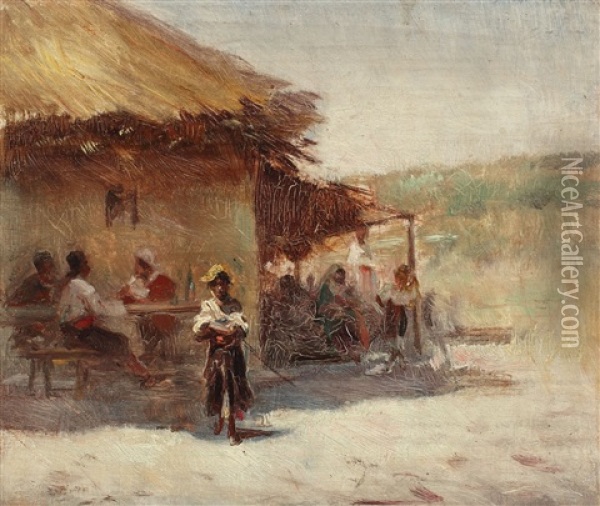 Carciuma Din Sat Oil Painting - Theodor Aman
