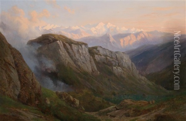 Gebirgslandschaft Oil Painting - Jakob Joseph Zelger