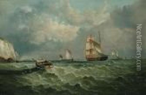 Shipping Off The South Coast Oil Painting - William Broome Of Ramsgate