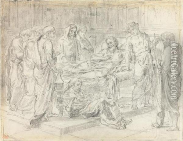 Les Derniers Paroles De L'empereur Marc Aurele Or The Death Ofmarcus Aurelius Oil Painting - Eugene Delacroix