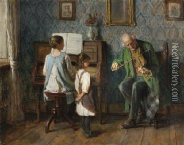 Die Musikstunde Oil Painting - Gustav Igler