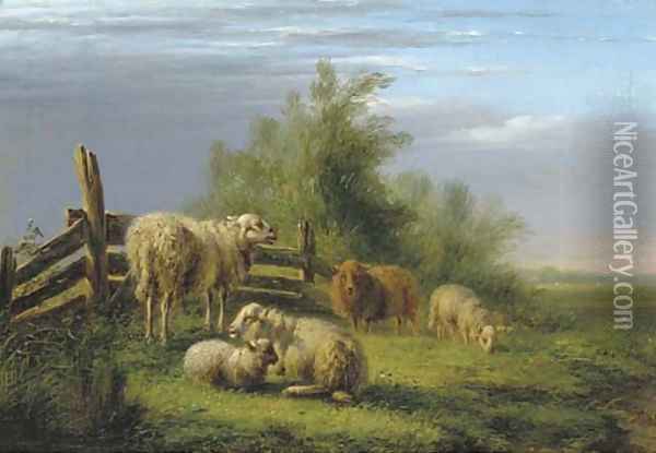 Sheep in a pasture Oil Painting - Bernardus Gerardus Ten Berge