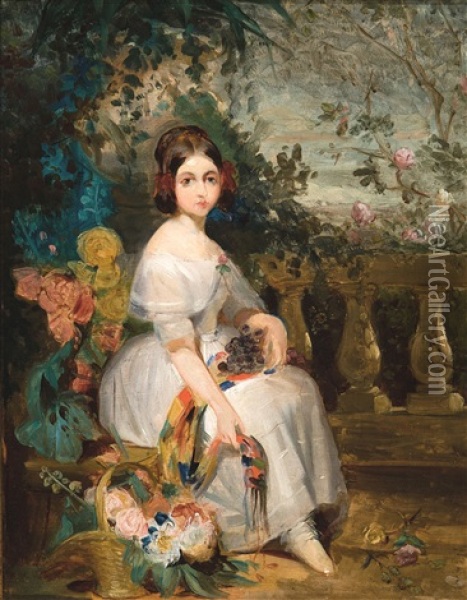Fille Avec Fleurs Oil Painting - Gustave (Egidius Karel G.) Wappers
