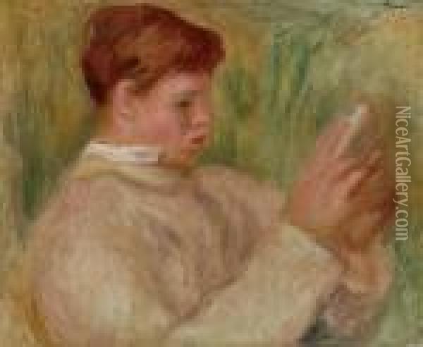 Jean Renoir Lisant Oil Painting - Pierre Auguste Renoir