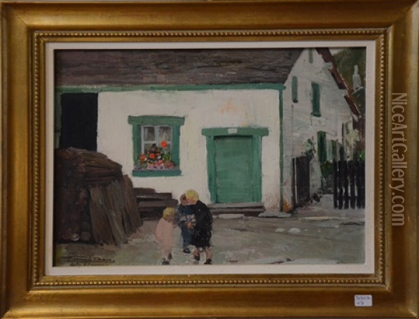 Enfants Dans Une Rue De Alle Sur Semois Oil Painting - Firmin Baes