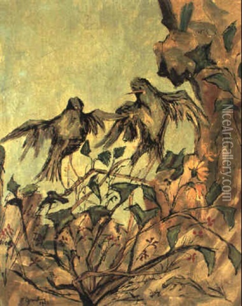 Deux Oiseaux Oil Painting - Francis Gruber