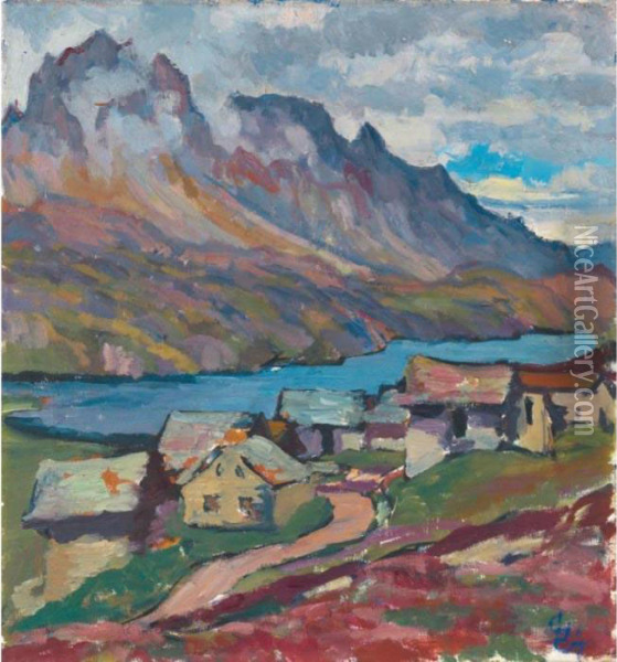 Lake Sils Oil Painting - Giovanni Giacometti