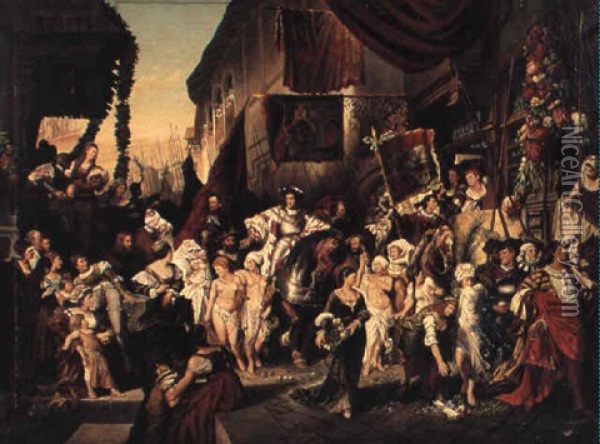 The Entry Of Carl V Into Antwerp Oil Painting - Hans Makart