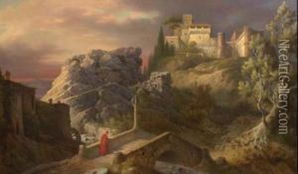 Dante In Esilio Oil Painting - Cesar Mussini