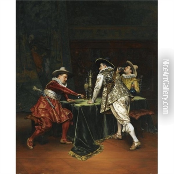 Le Dernier Coup De De Oil Painting - Adolphe Alexandre Lesrel