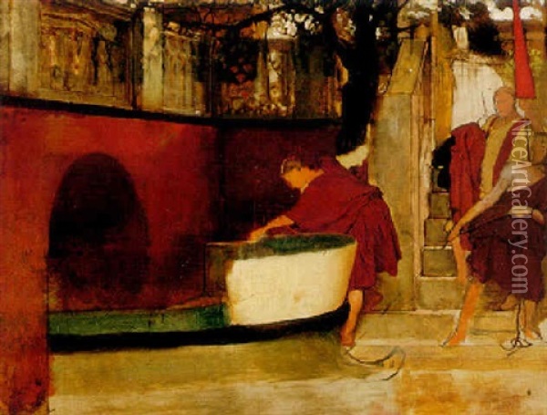 Preparing The Barge Oil Painting - Sir Lawrence Alma-Tadema