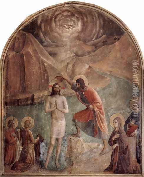 Christ's baptism by John Oil Painting - Angelico Fra