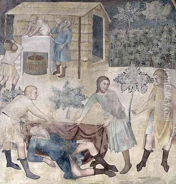 The Drunkenness of Noah 1356-67 Oil Painting - Manfredi de Battilor Bartolo Di Fredi Fredi