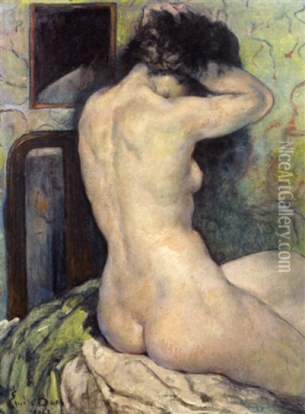 Femme Nue Se Coiffant Oil Painting - Emile Baes