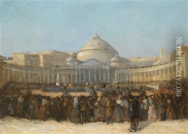Militarparade Vor Dem Pantheon Oil Painting - Victor-Amedee Faure