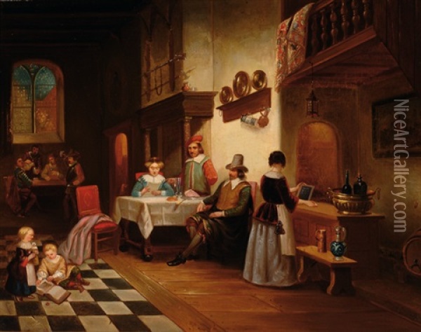 At The Inn Oil Painting - Frederik Carel de Graaff