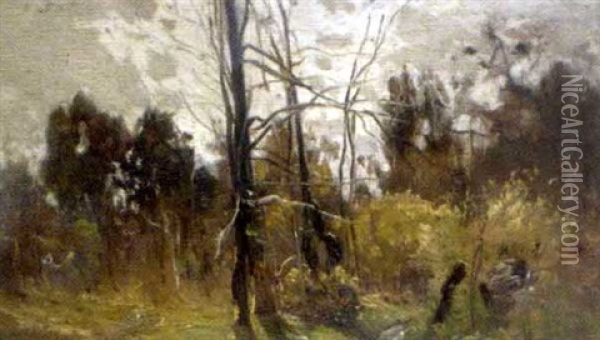 Paysage A L'allee D'arbres Oil Painting - Louis Alexandre Cabie
