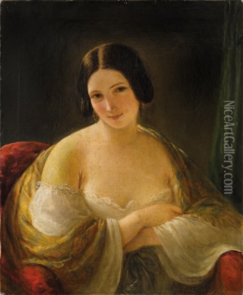 Damenportrait Oil Painting - Natale Schiavoni