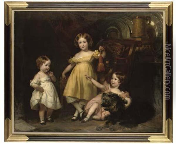 Group Portrait Of Lady Charlotte Oil Painting - Henry Perronet Briggs