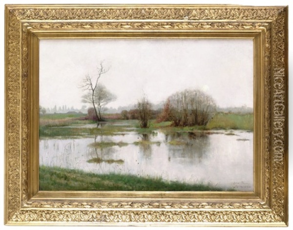Flodlandskap Fran Moncourt Oil Painting - Julia Beck