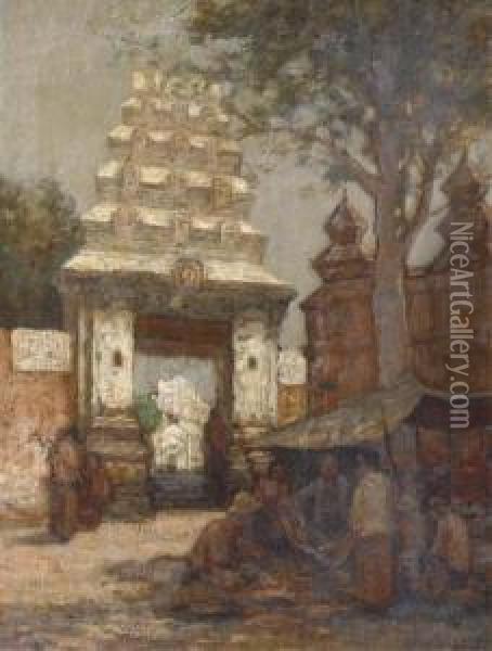 Toegangspoort Tot Oude Sultansgraven Te Kota Gedeh Oil Painting - Johannes Karel Leurs