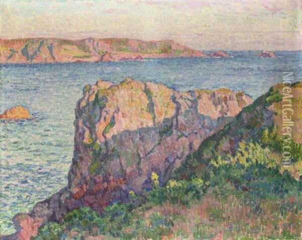 Falaises, Bord De Mer Oil Painting - Theo van Rysselberghe