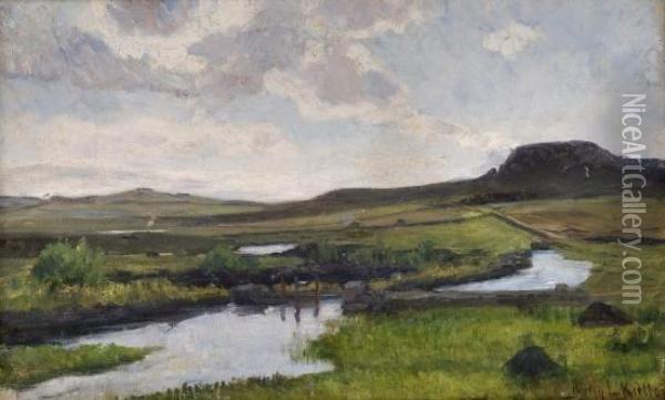 Landscape From Jaeren Oil Painting - Kitty Christine Kielland