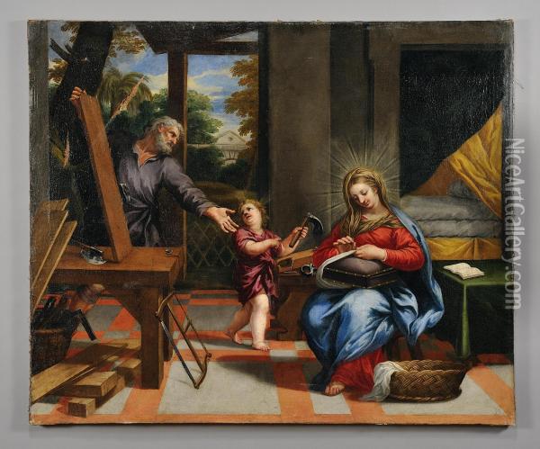 La Bottega Di San Giuseppe Oil Painting - Ciro Ferri