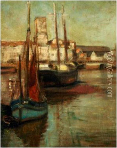 French Harbour Scene Oil Painting - Frank Lewis Emanuel