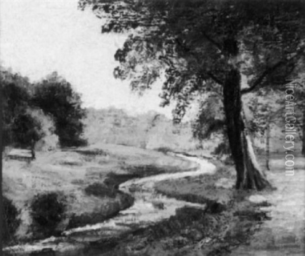 Bachlauf Durch Wald Und Wiesen Oil Painting - Heinrich Boehmer