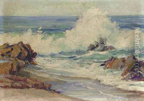 Dashing Waves, Laguna Beach Oil Painting - Anna Althea Hills