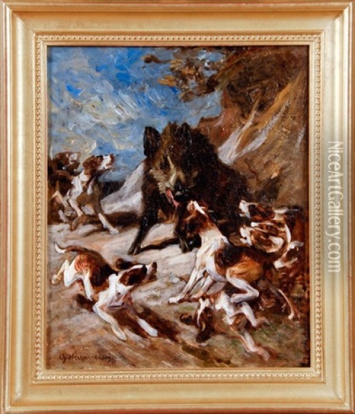 La Ferme De Sanglier Oil Painting - Charles Herrmann-Leon