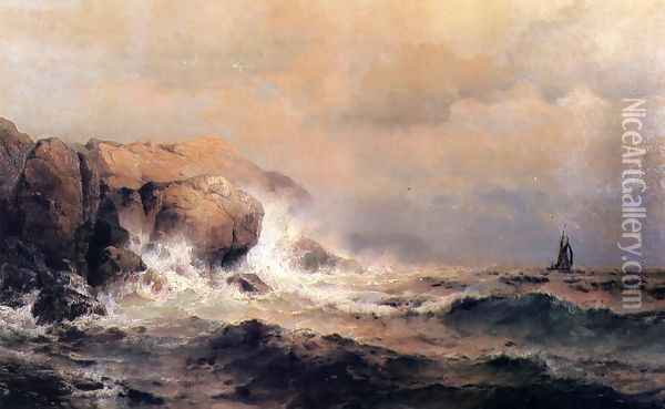 Ship off a Stormy Coast Oil Painting - Mauritz F. H. de Haas