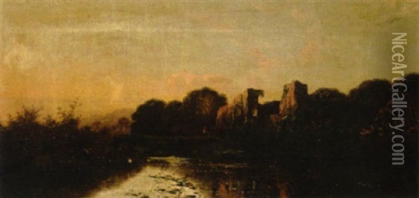 Calm Evening On The Trent Oil Painting - Edwin Henry Boddington