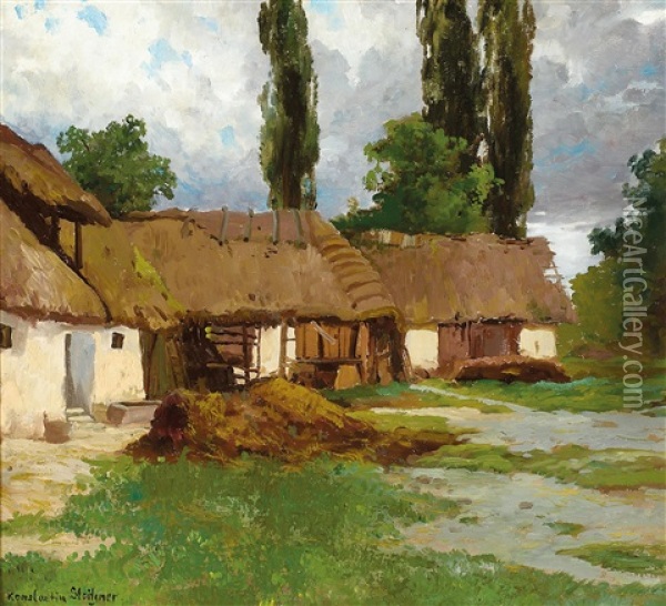 Alter Bauernhof In Mitterpullendorf Oil Painting - Konstantin Stoitzner